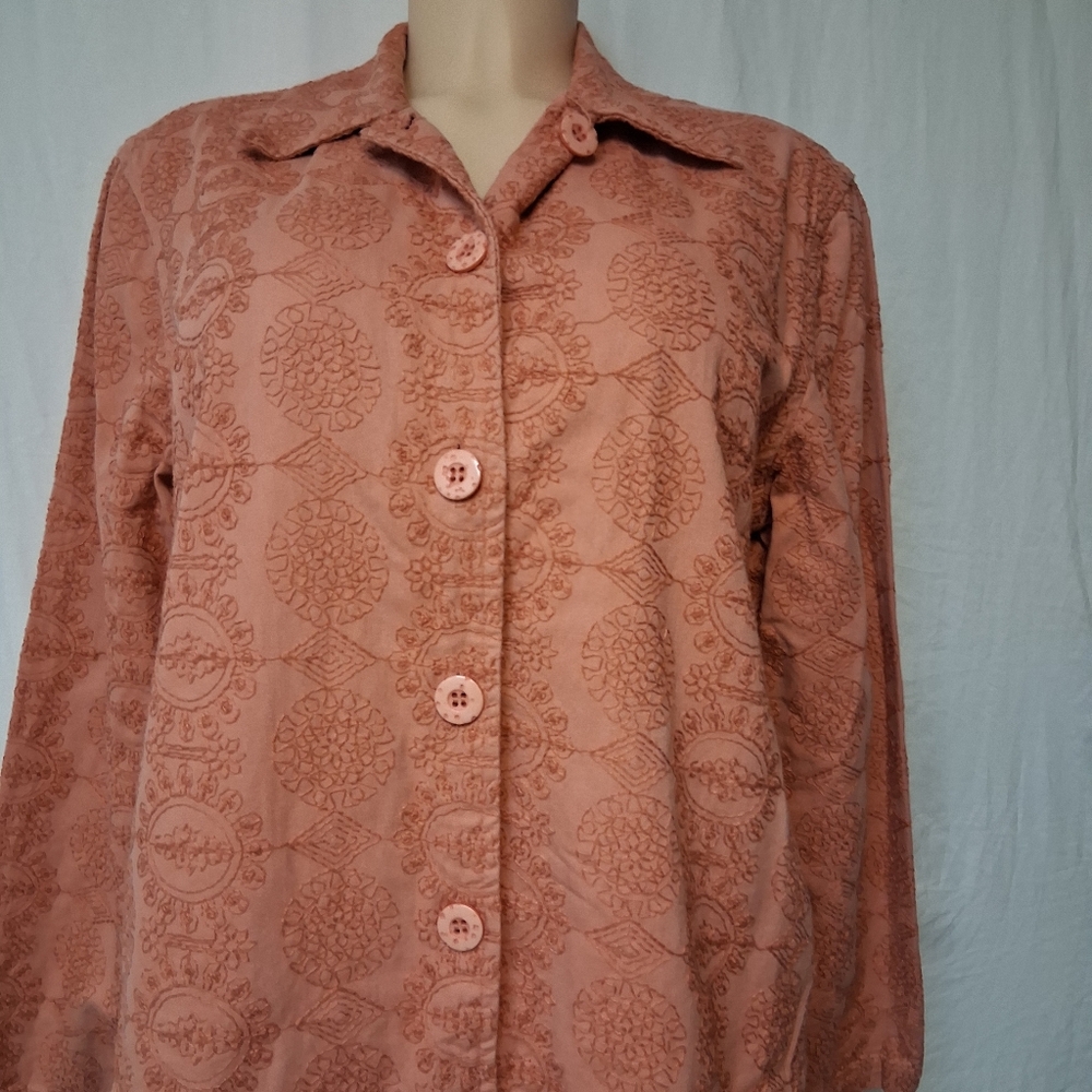KEREN hart  Vintage Coral Textured Blouse Size M - Picture 3 of 16